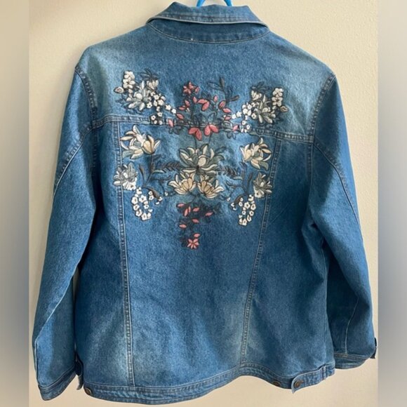 Tantrums Floral Embroidered Jean Jacket - Picture 2 of 2